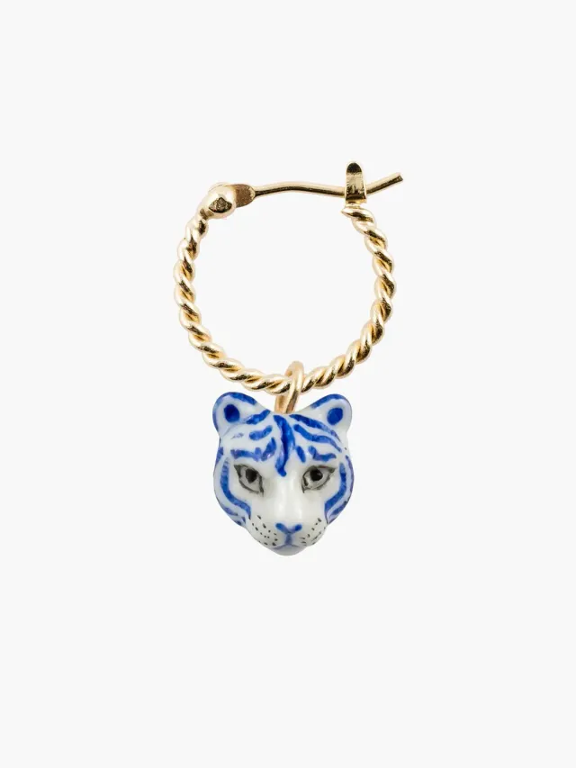 Nach Bijoux tigre bleu mini créole à l'unité