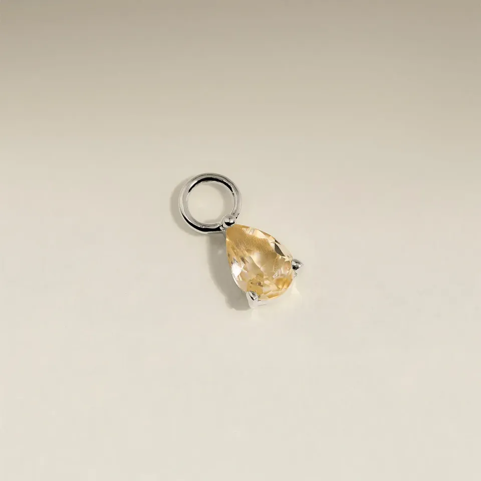 Astrid & Miyu Citrine November charm d’oreille or blanc pierre