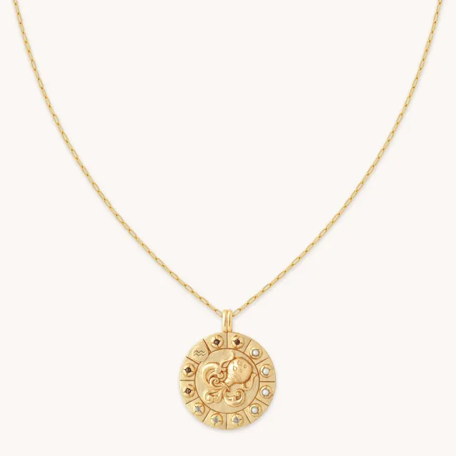 Astrid & Miyu Aquarius Bold Zodiac collier pendentif doré