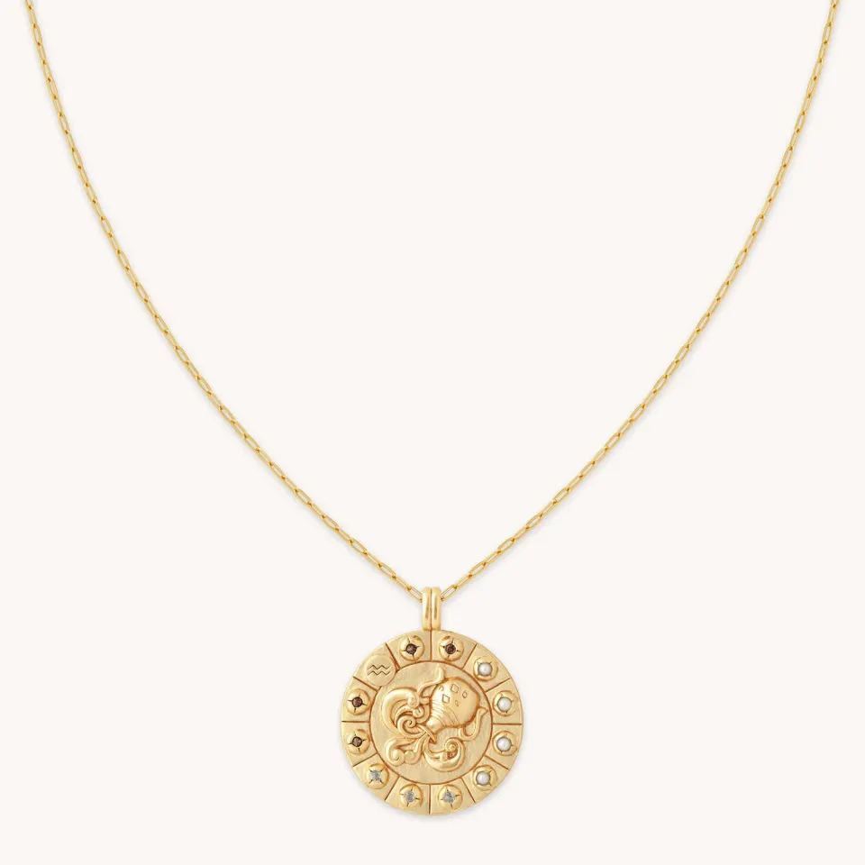 Astrid & Miyu Aquarius Bold Zodiac collier pendentif doré