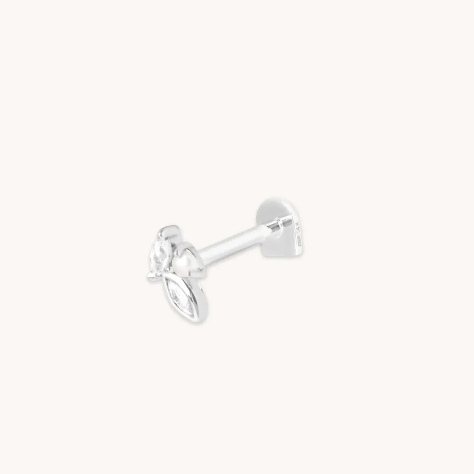 Astrid & Miyu Pearl Topaz Stud piercing perle or blanc