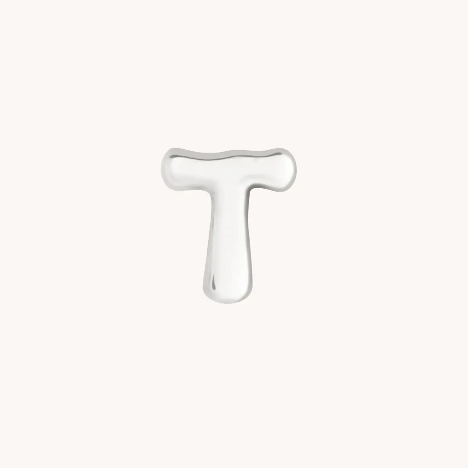 Astrid & Miyu T Initial breloque or blanc lettre T