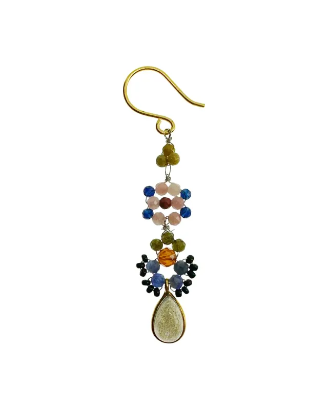 Le Fourbi de Capucine P16 boucles d'oreille laiton doré labradorite