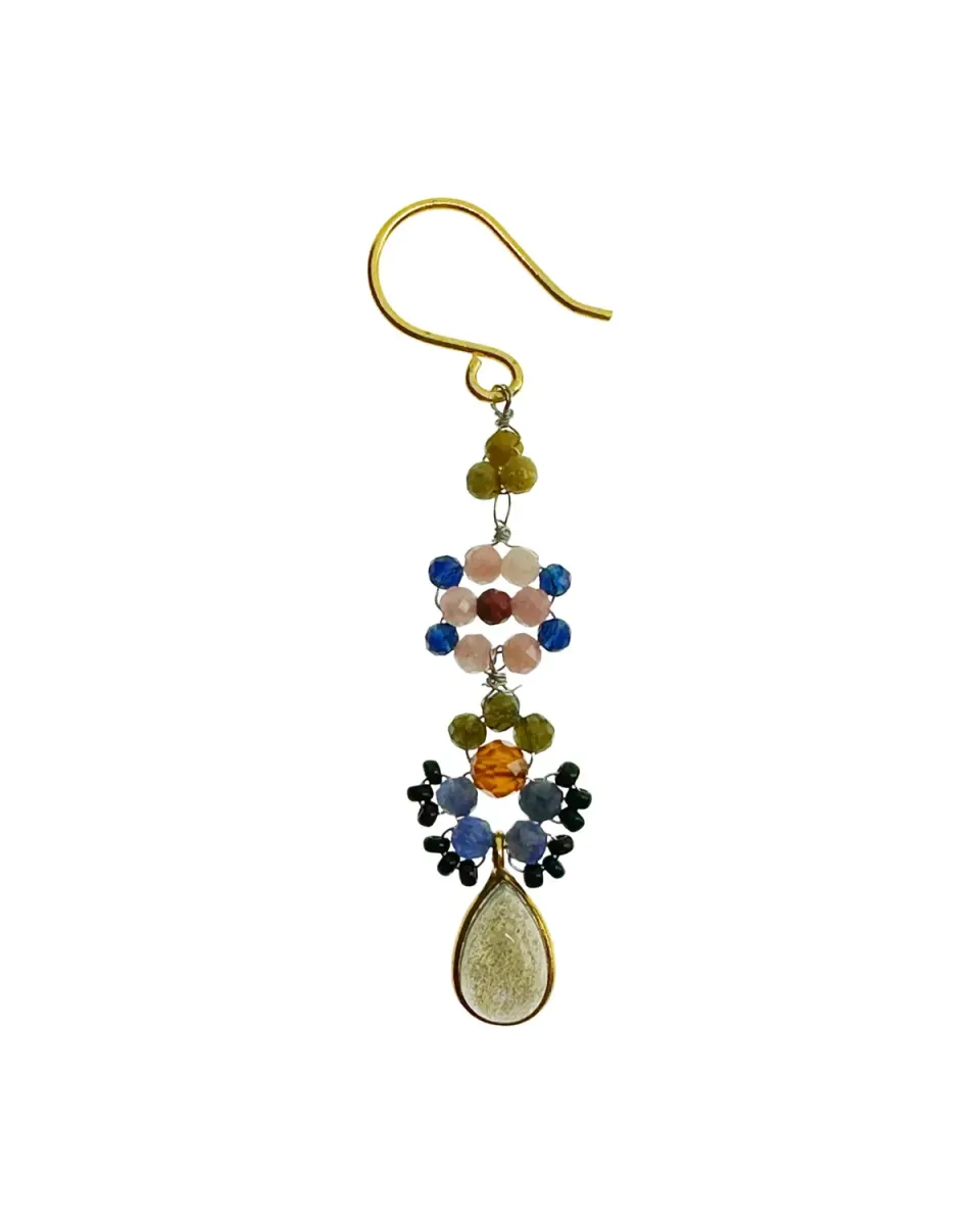 Le Fourbi de Capucine P16 boucles d'oreille laiton doré labradorite