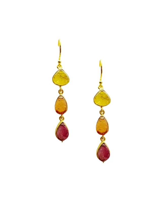 Le Fourbi de Capucine G22 boucles d'oreille tourmaline pendantes
