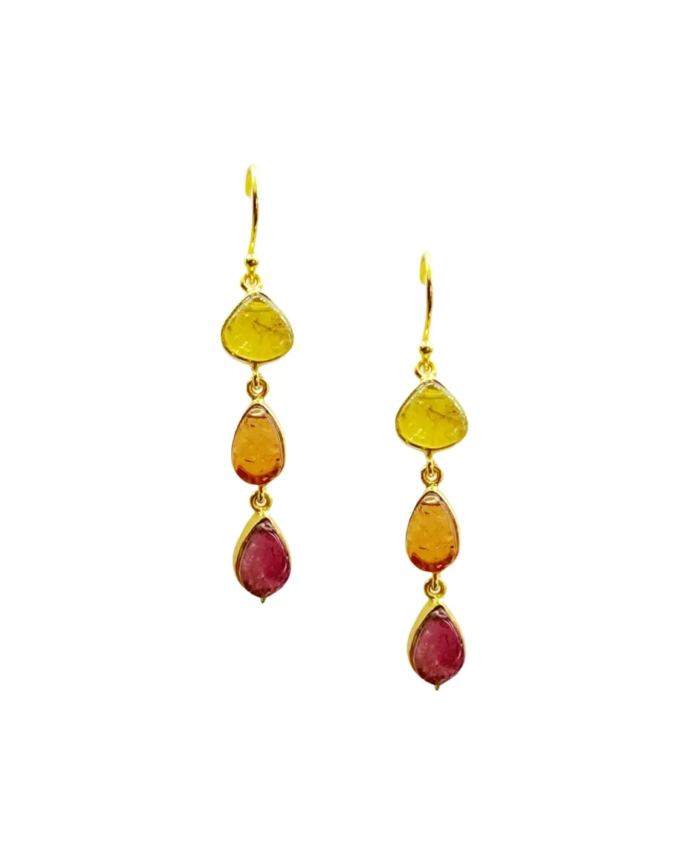 Le Fourbi de Capucine G22 boucles d'oreille tourmaline pendantes