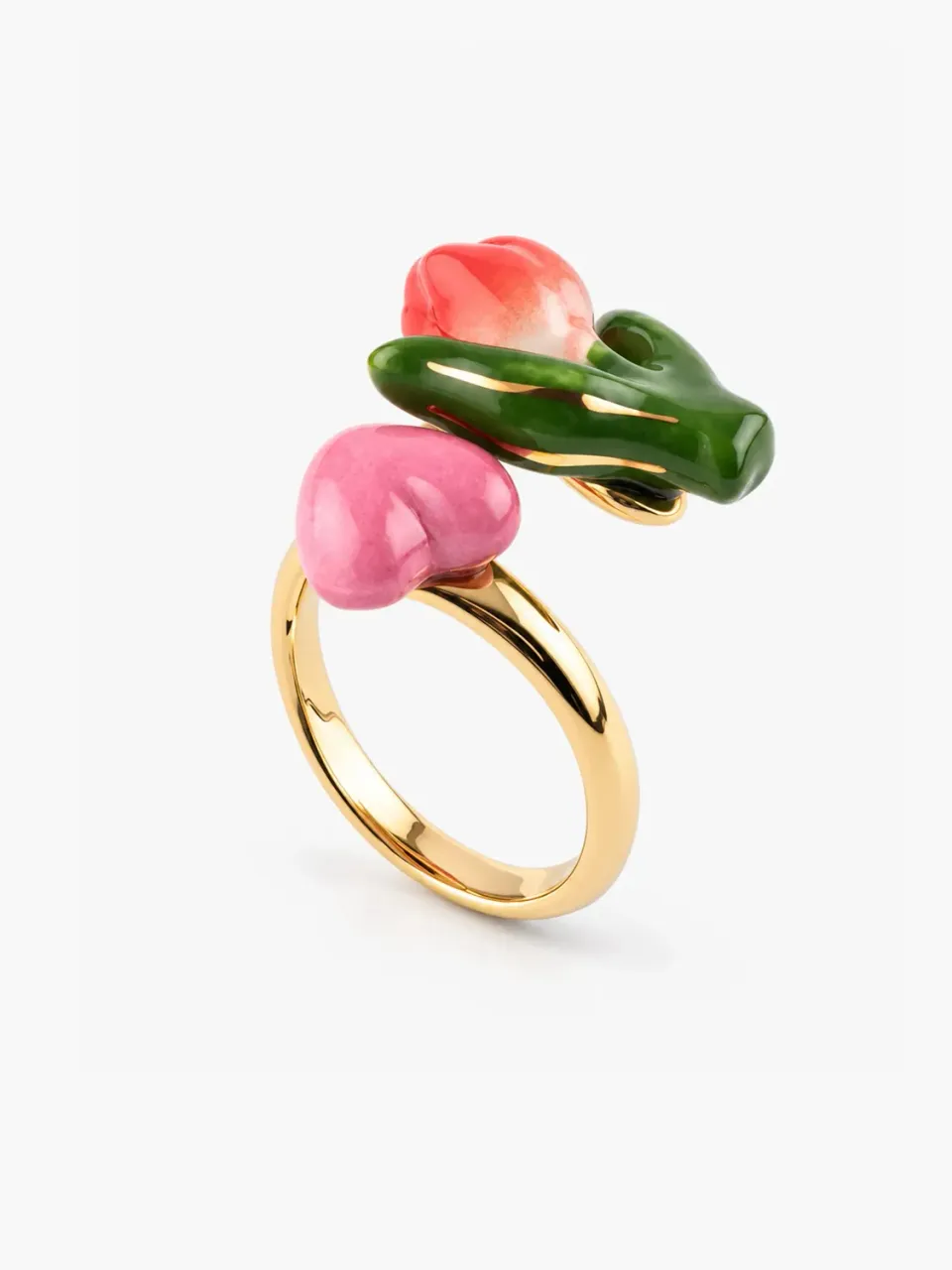Nach Bijoux Tulipe rouge cœur bague ajustable porcelaine