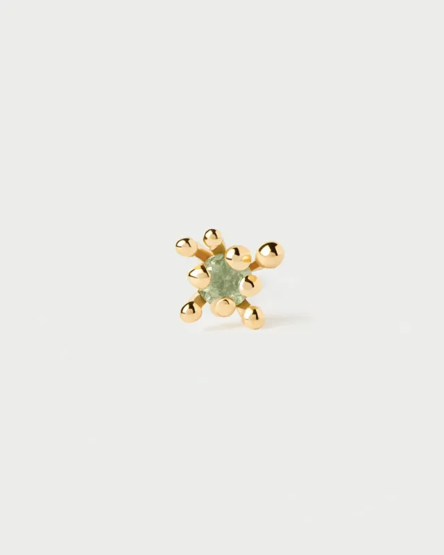 PDPAOLA Green Fleur mono boucle d'oreille zircone verte