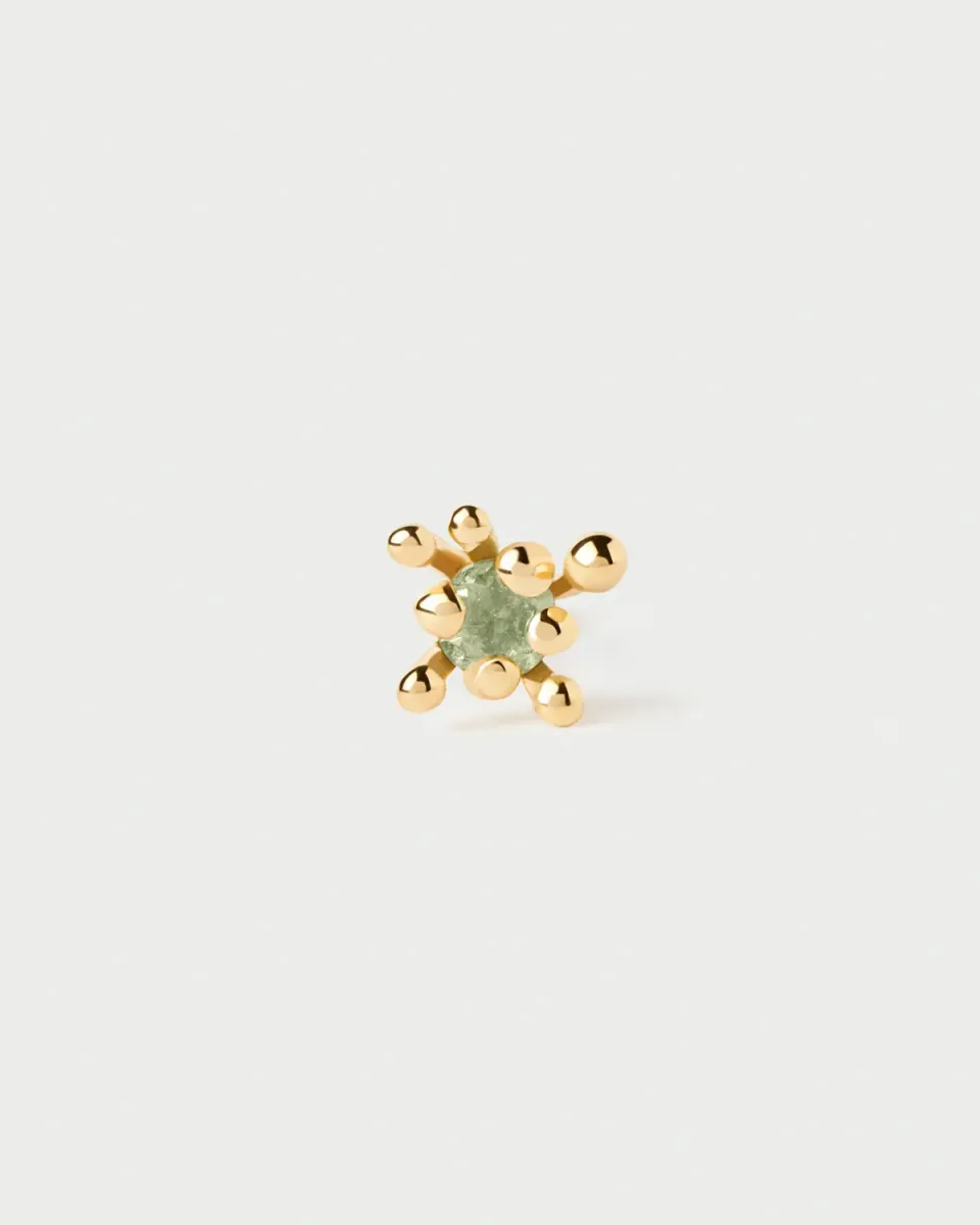 PDPAOLA Green Fleur mono boucle d'oreille zircone verte