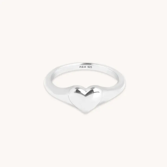 Astrid & Miyu Heart bague chevalière argent coeur