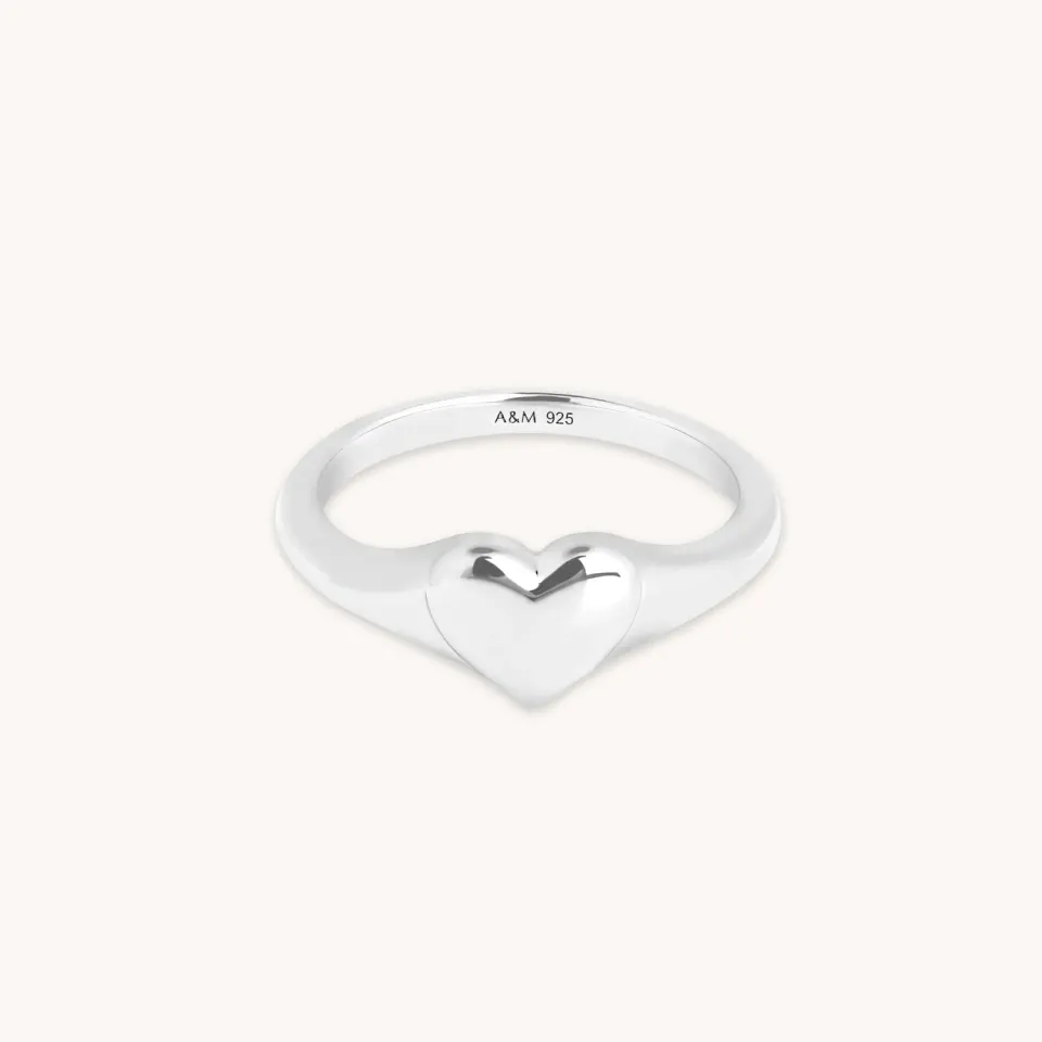 Astrid & Miyu Heart bague chevalière argent coeur