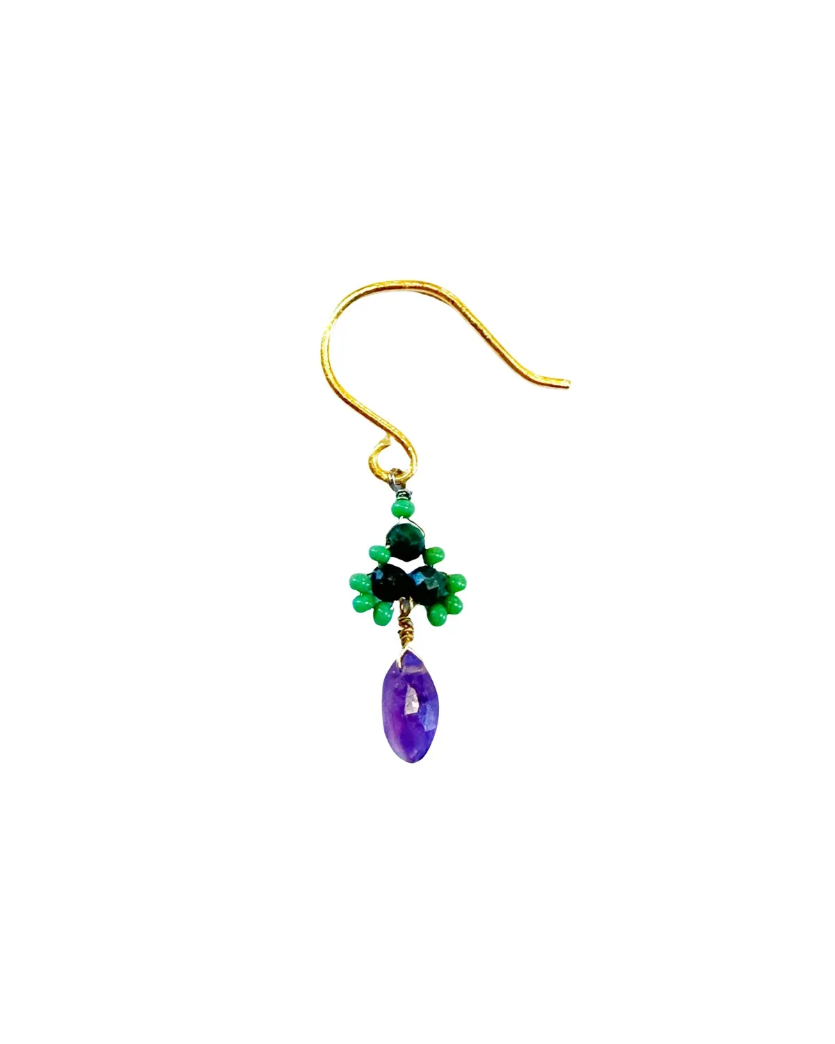 Le Fourbi de Capucine N7 boucles d'oreilles laiton doré malachite