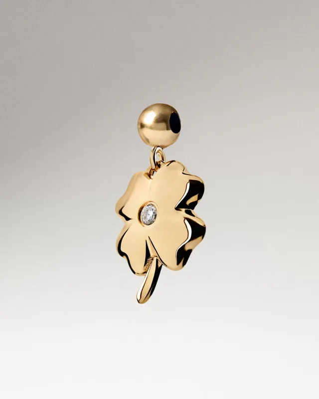 PDPAOLA Clover charm trèfle plaqué or zirconia blanche