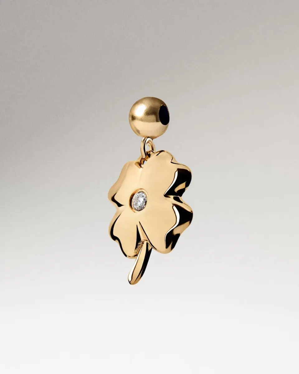 PDPAOLA Clover charm trèfle plaqué or zirconia blanche