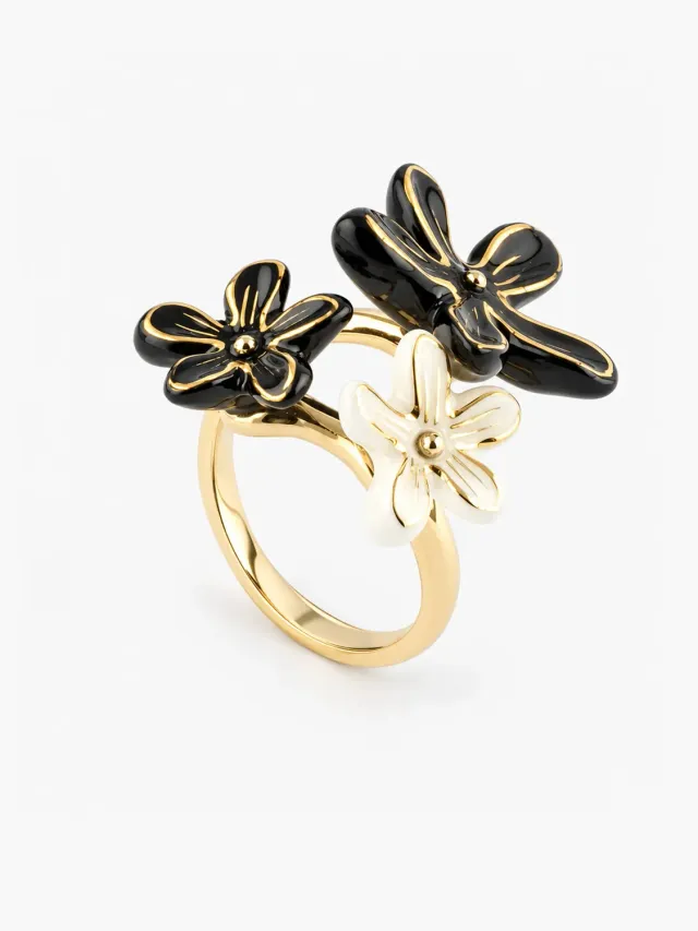 Nach Bijoux Idole sauvage multi fleurs dErine bague ajustable doré