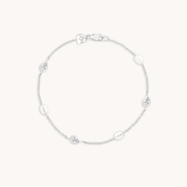 Astrid & Miyu Pearl Crystal Charm bracelet argent perle
