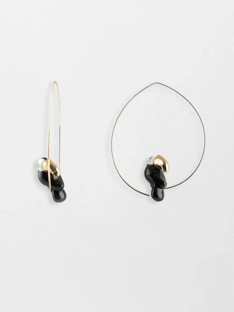 Nach Bijoux moyennes créoles toucan boucle d’oreilles porcelaine noire