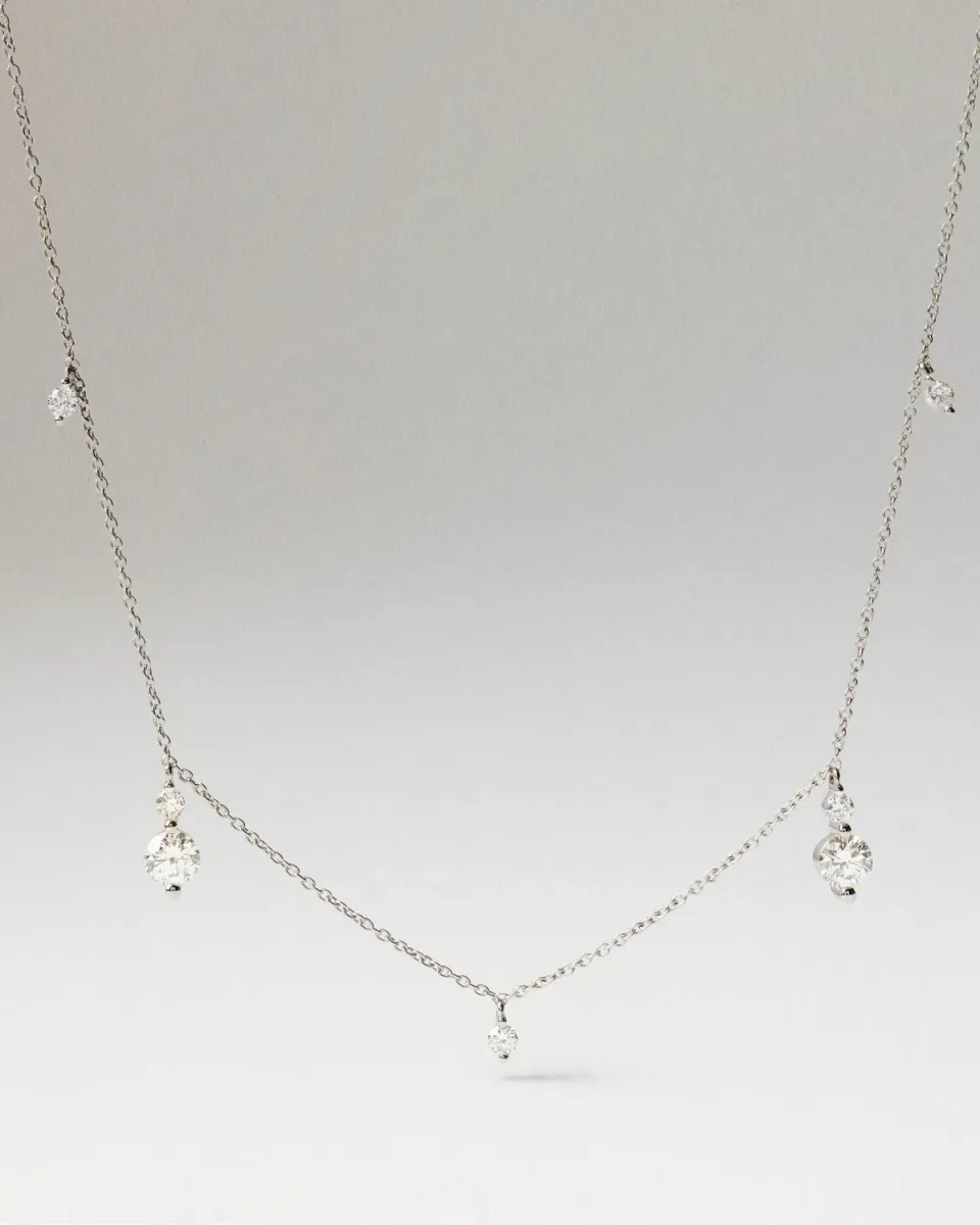 PDPAOLA Naia collier diamants or blanc 18 carats