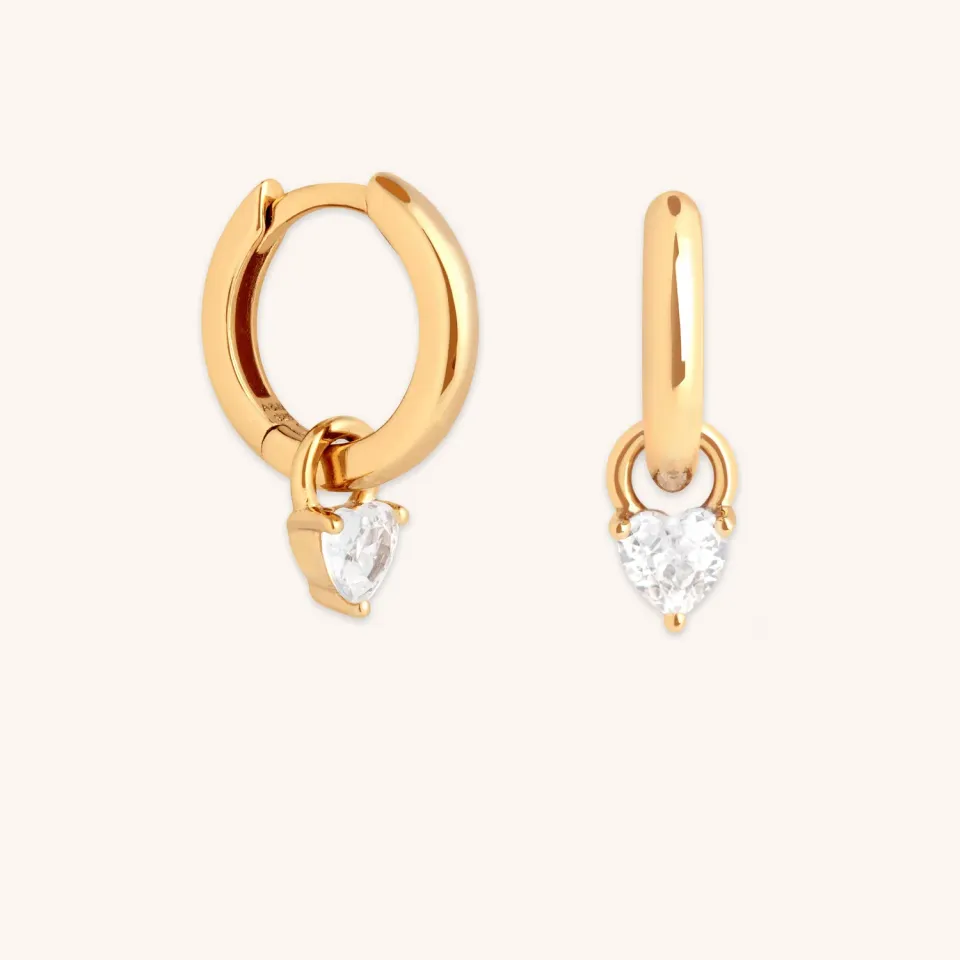 Astrid & Miyu Heart Crystal Charm mini créoles doré coeur