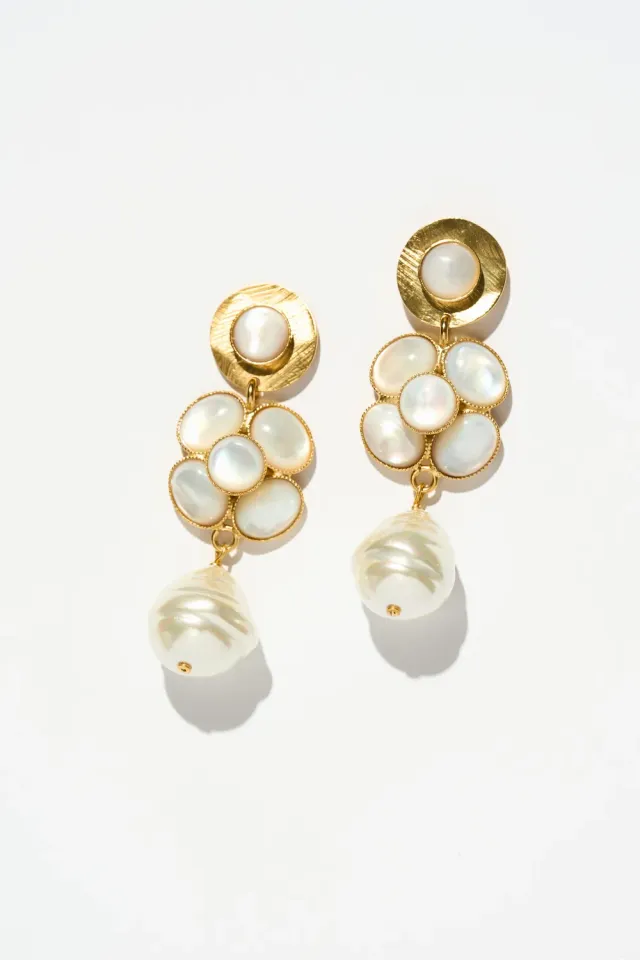Philippe Ferrandis Camelia Byzance boucles d'oreilles clous nacre