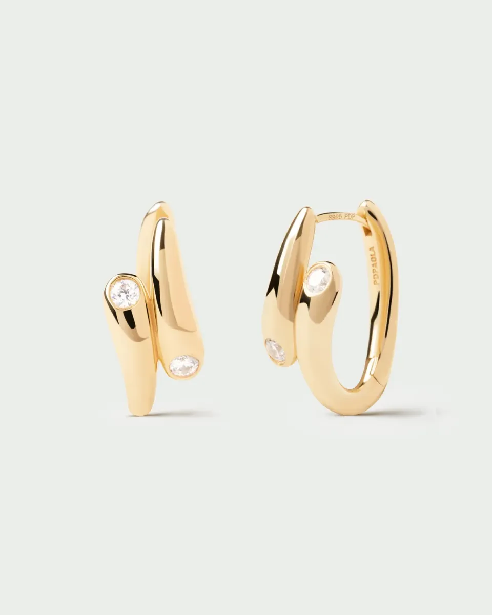 PDPAOLA Caramelle créoles zirconia dorées 20 mm