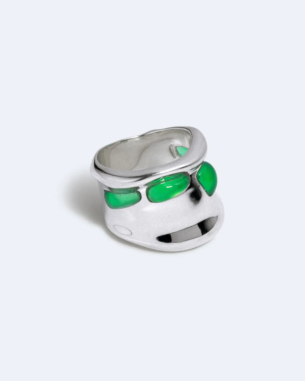 Completedworks Cobblestones bague pierre verte argentée