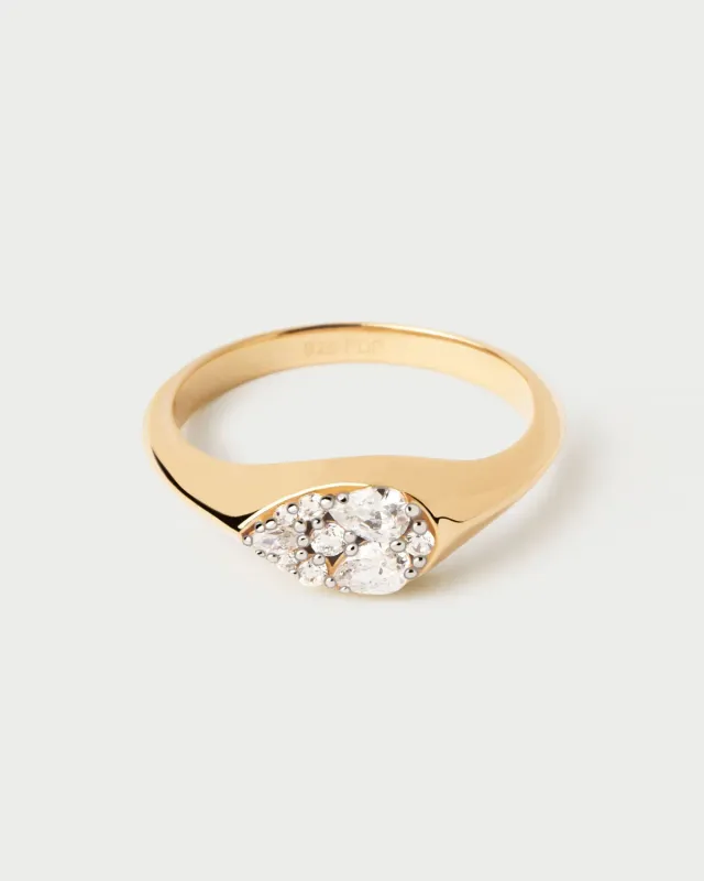PDPAOLA Vanilla Stamp bague zirconia argent