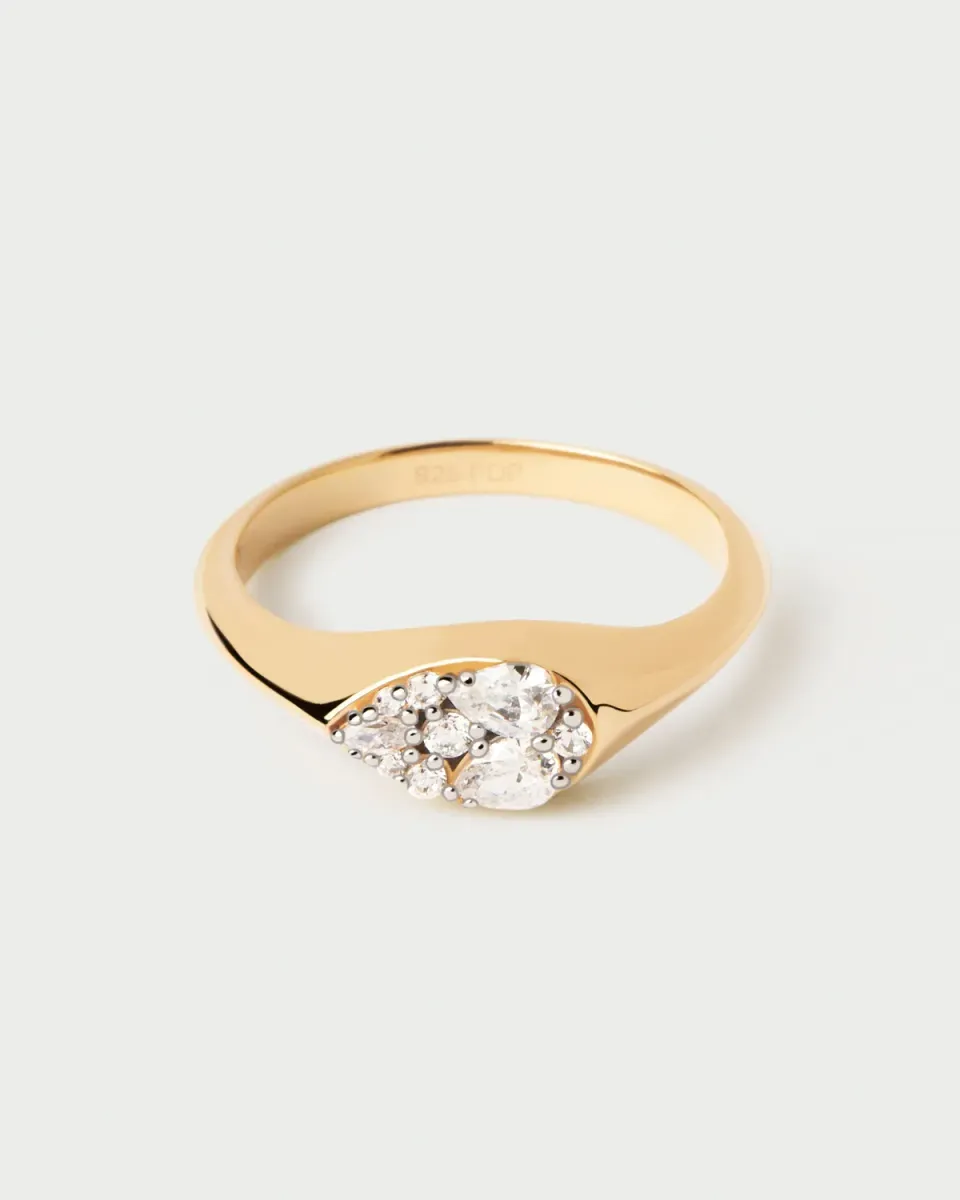 PDPAOLA Vanilla Stamp bague zirconia argent