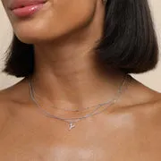Astrid & Miyu Y Initial Pavé Pendant collier argent
