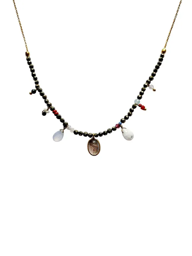 Le Fourbi de Capucine FDC151 collier pyrite calcédoine
