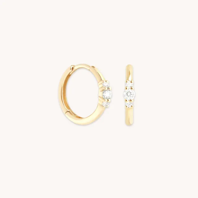 Astrid & Miyu Trilogy créoles or massif trois diamants