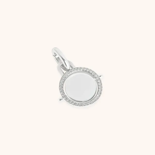 Astrid & Miyu Pavé Spinning Coin charm argent pavé