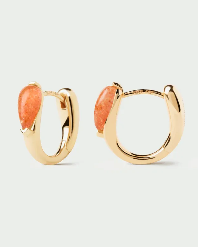 PDPAOLA Isla créoles sunstone dorées 13 mm
