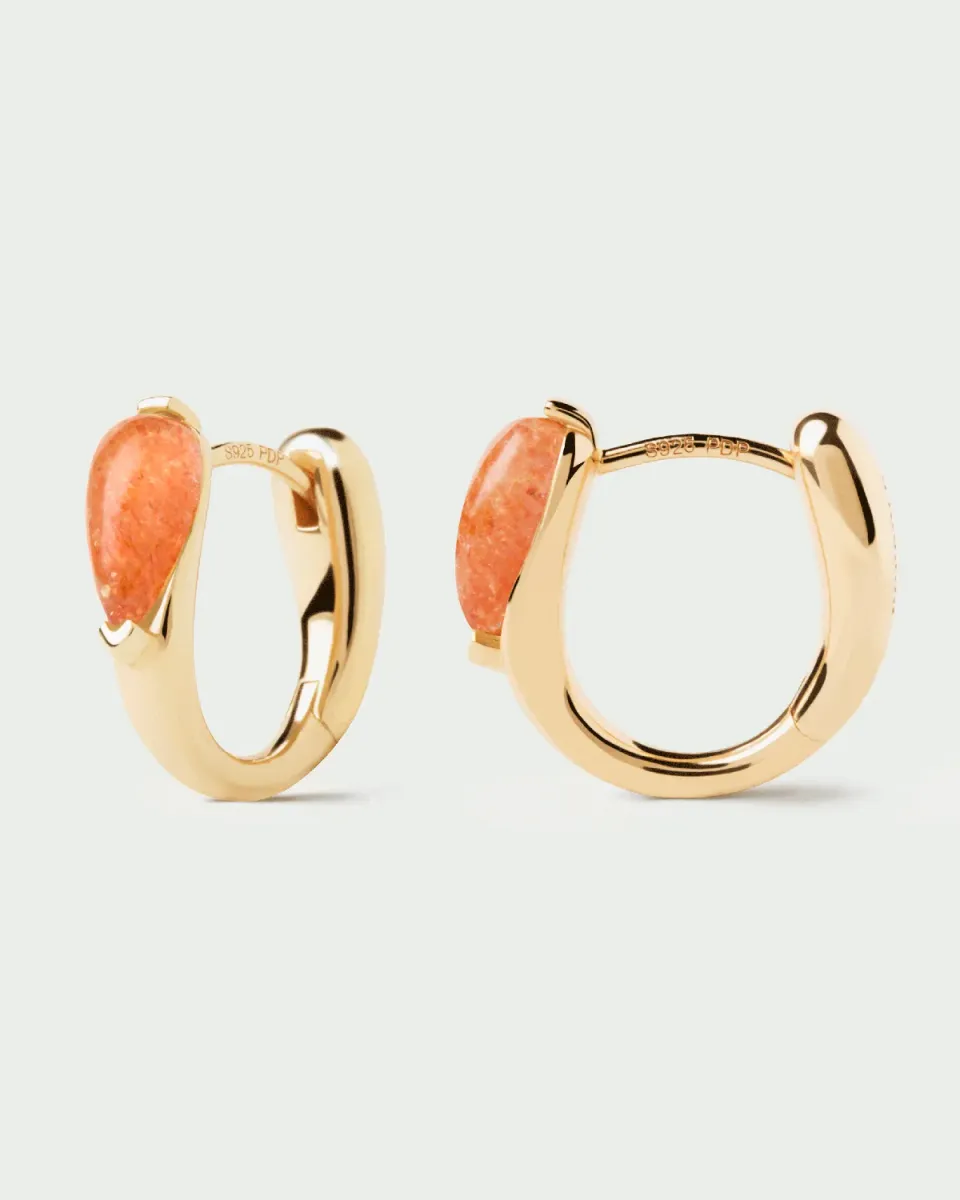 PDPAOLA Isla créoles sunstone dorées 13 mm