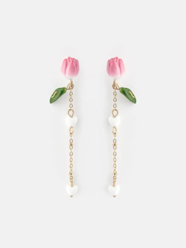 Nach Bijoux Tulipe boucles d'oreilles pendantes perles rivière