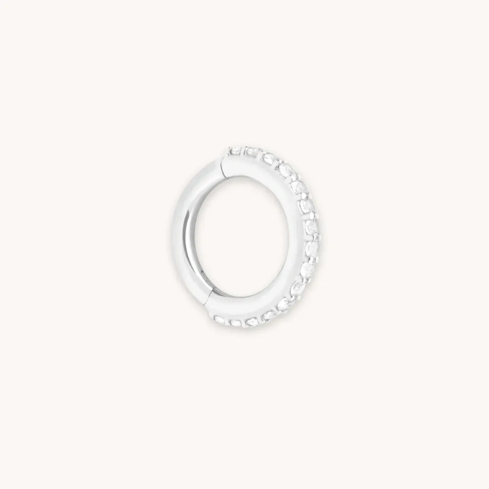 Astrid & Miyu Pavé Seamless 1,2 mm piercing anneau or blanc