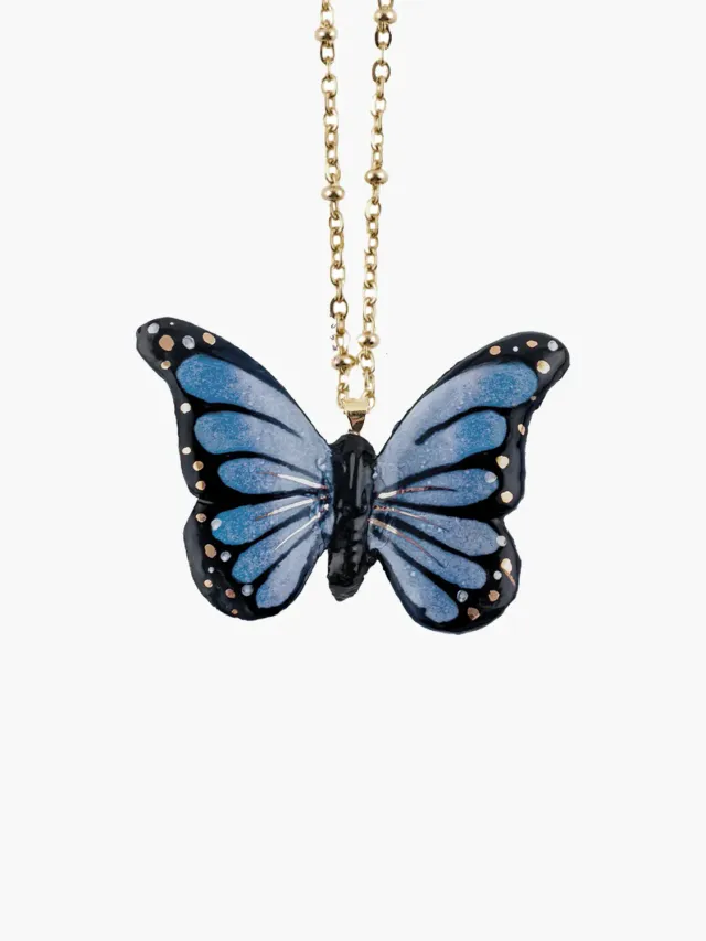 Nach Bijoux Papillon de nuit collier porcelaine 80 cm