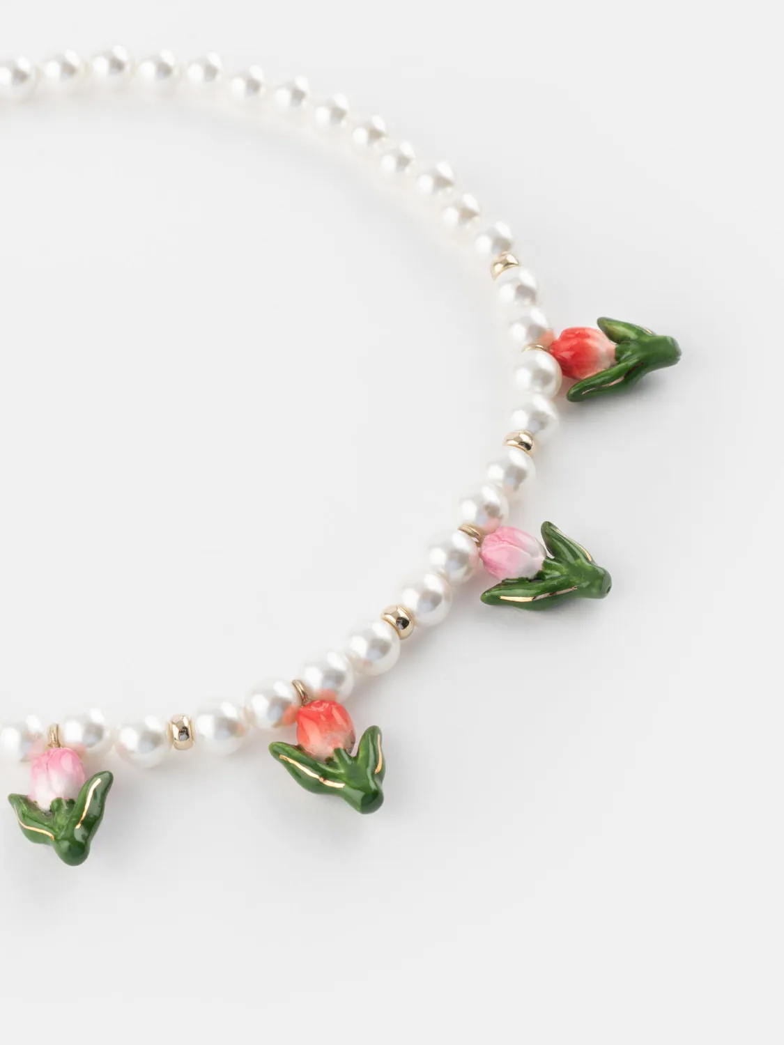 Nach Bijoux tulipes et perles collier porcelaine