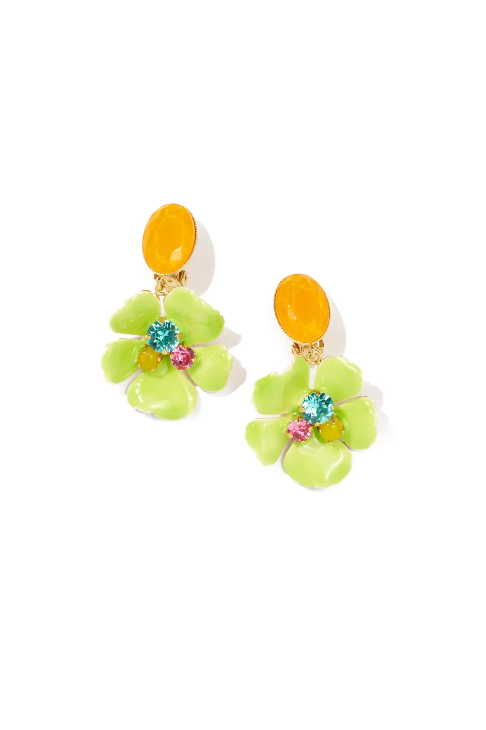 Philippe Ferrandis Ischia boucles clips émail blanc cristal