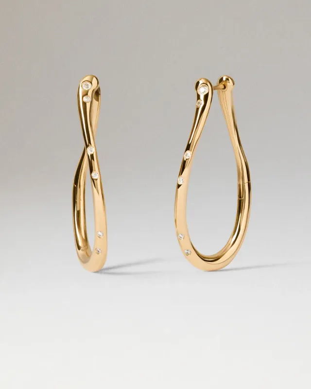 PDPAOLA Air Hoops créoles plaqué or zircone blanche