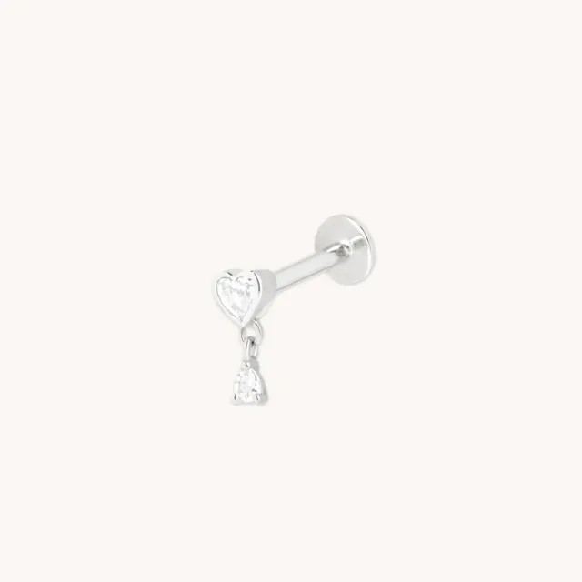 Astrid & Miyu Heart White Topaz clou piercing or blanc