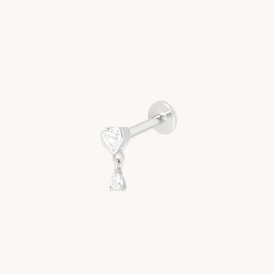 Astrid & Miyu Heart White Topaz clou piercing or blanc