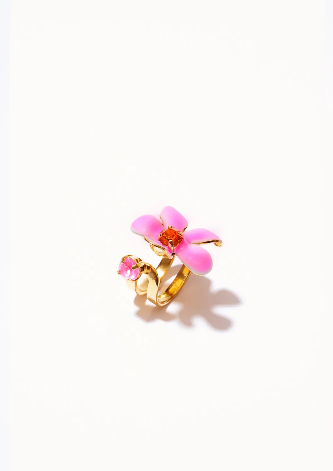 Philippe Ferrandis Ischia Fleurs bague ajustable émail blanc