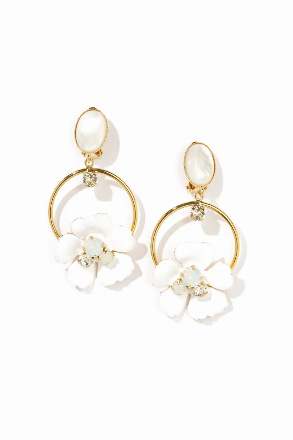 Philippe Ferrandis Ischia boucles d’oreilles clips émail blanc