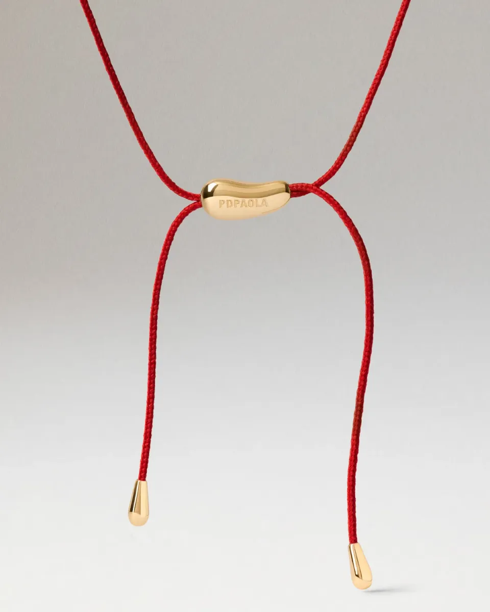 PDPAOLA Rodeo collier cordon rouge doré