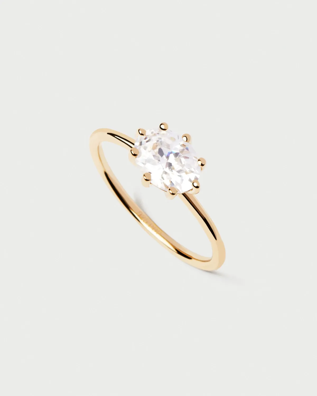 PDPAOLA Kim bague plaqué or zirconia 6x8 mm