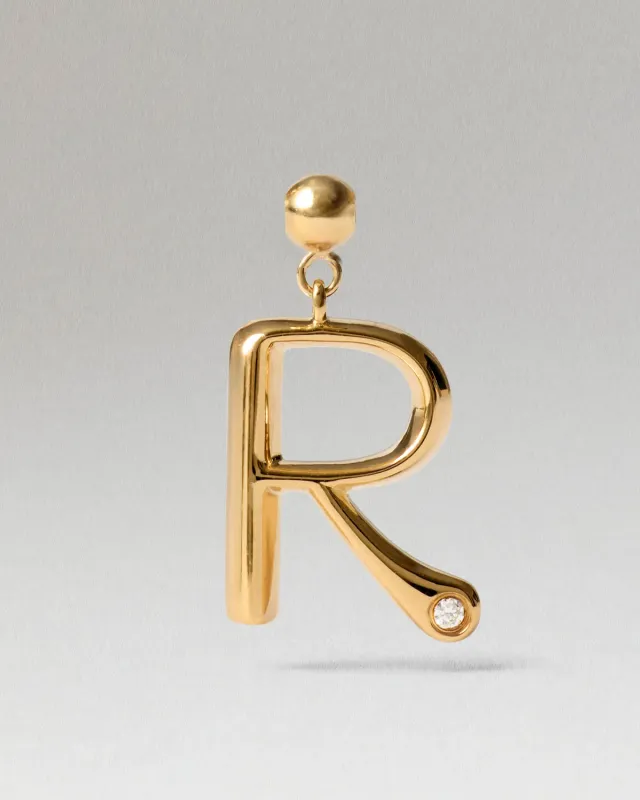 PDPAOLA Initial R charm lettre R doré