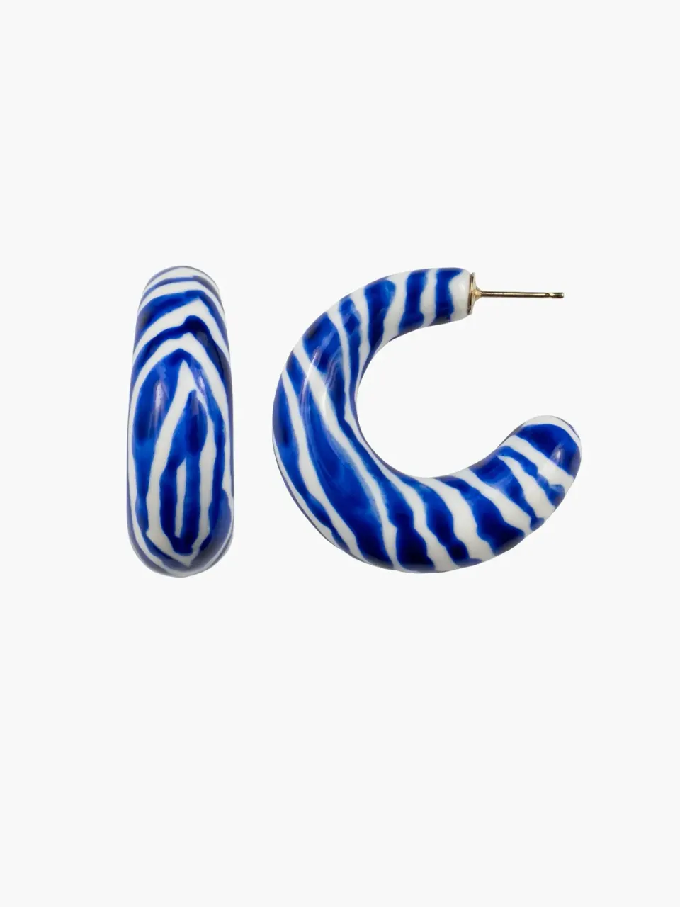 Nach Bijoux zèbre bleu maxi boucles d’oreilles 3,4 cm