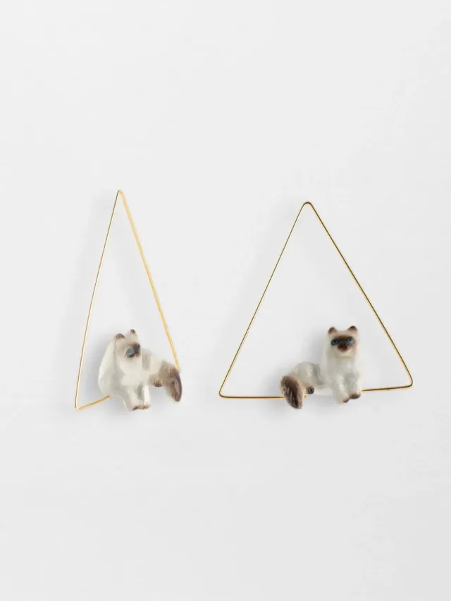 Nach Bijoux Chat siamois créoles triangle bicolores