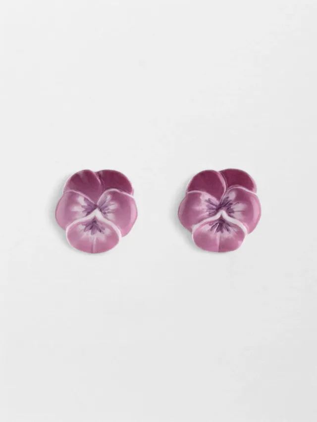 Nach Bijoux fleur pensée boucles puces violettes porcelaine